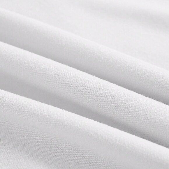 White Casual Women's Letter Print Round Neck Short Sleeve Casual Top - Picture 3 of 4